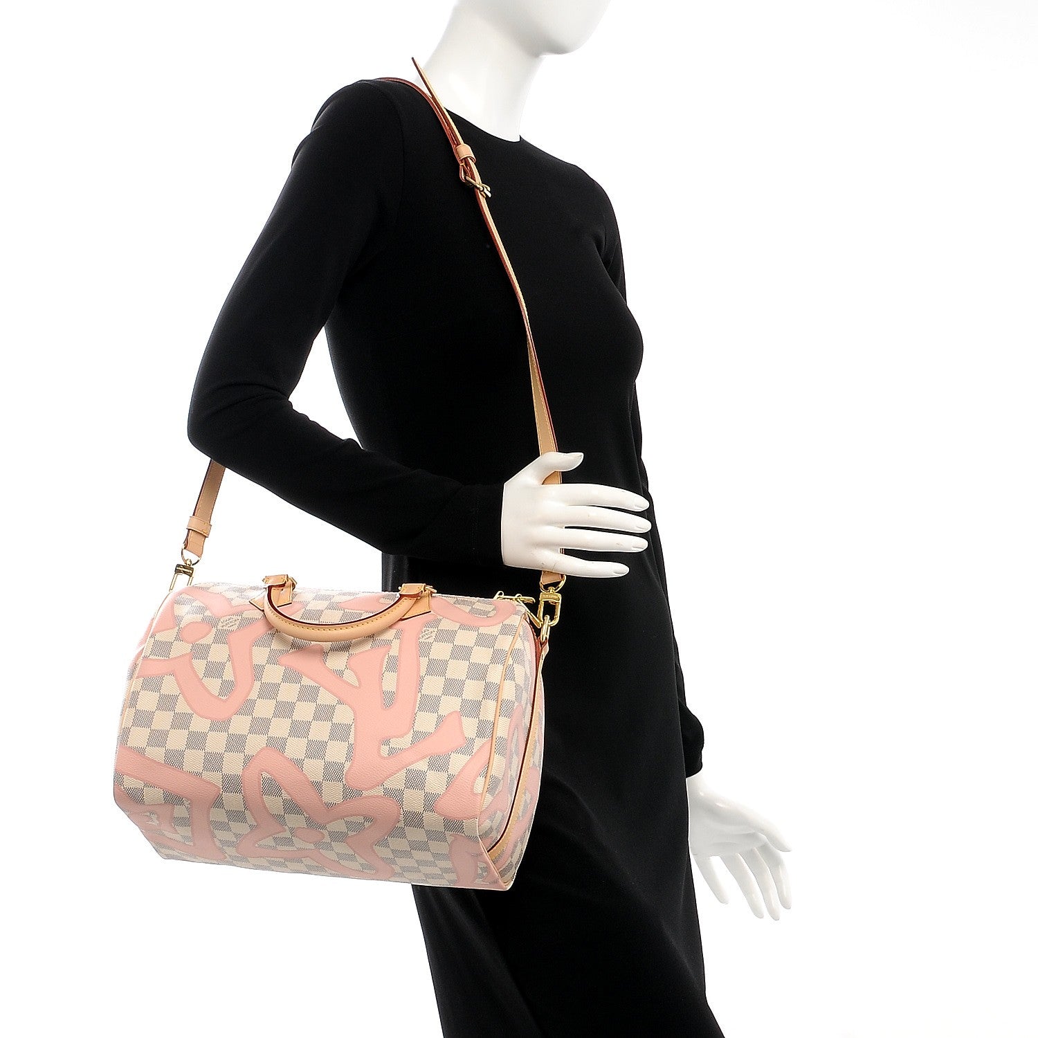 Louis Vuitton Damier Azur Tahitienne Speedy Bandouliere 30 Rose Ballerine 2 of 7