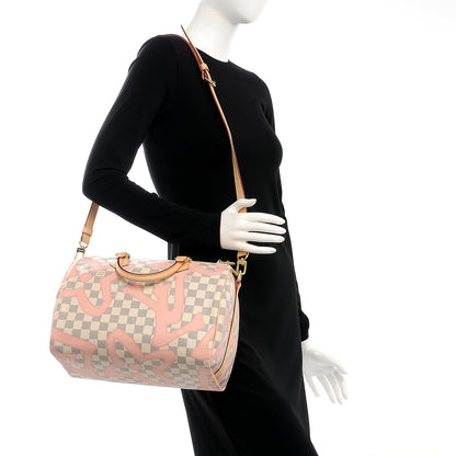 Louis Vuitton Damier Azur Tahitienne Speedy Bandouliere 30 Rose Ballerine 2 of 7