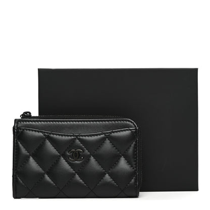 Chanel Lambskin Quilted Zip Card Holder So Black 8 of 8
