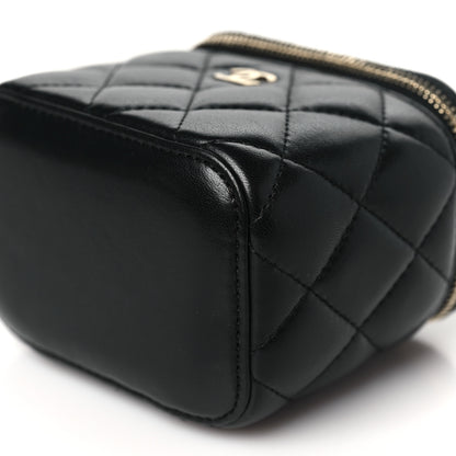 Chanel Lambskin Quilted Mini Vanity Case With Chain Black 10 of 11
