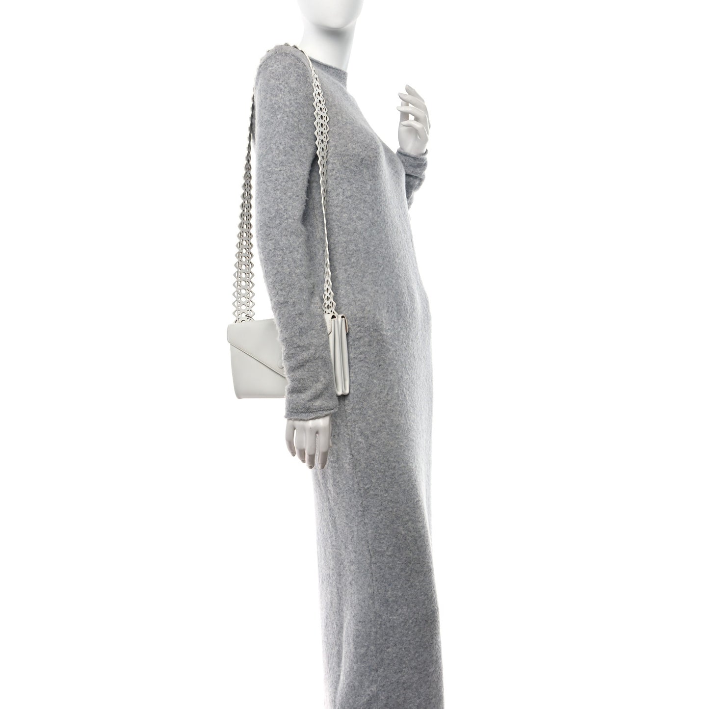 Calfskin Laser Cut Oum Double Envelope Clutch Crossbody White