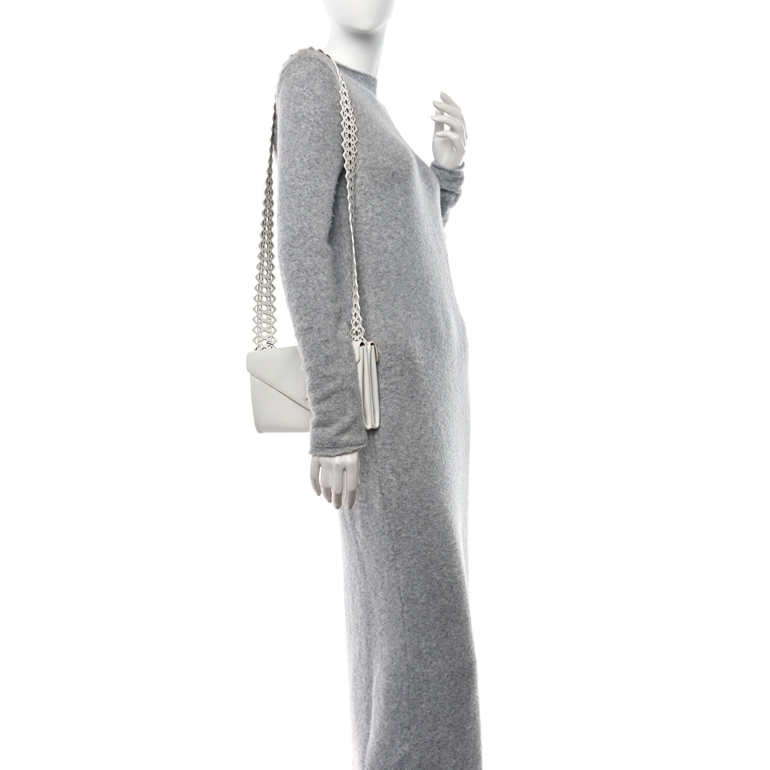 Alaia Calfskin Laser Cut Oum Double Envelope Clutch Crossbody White 2 of 21