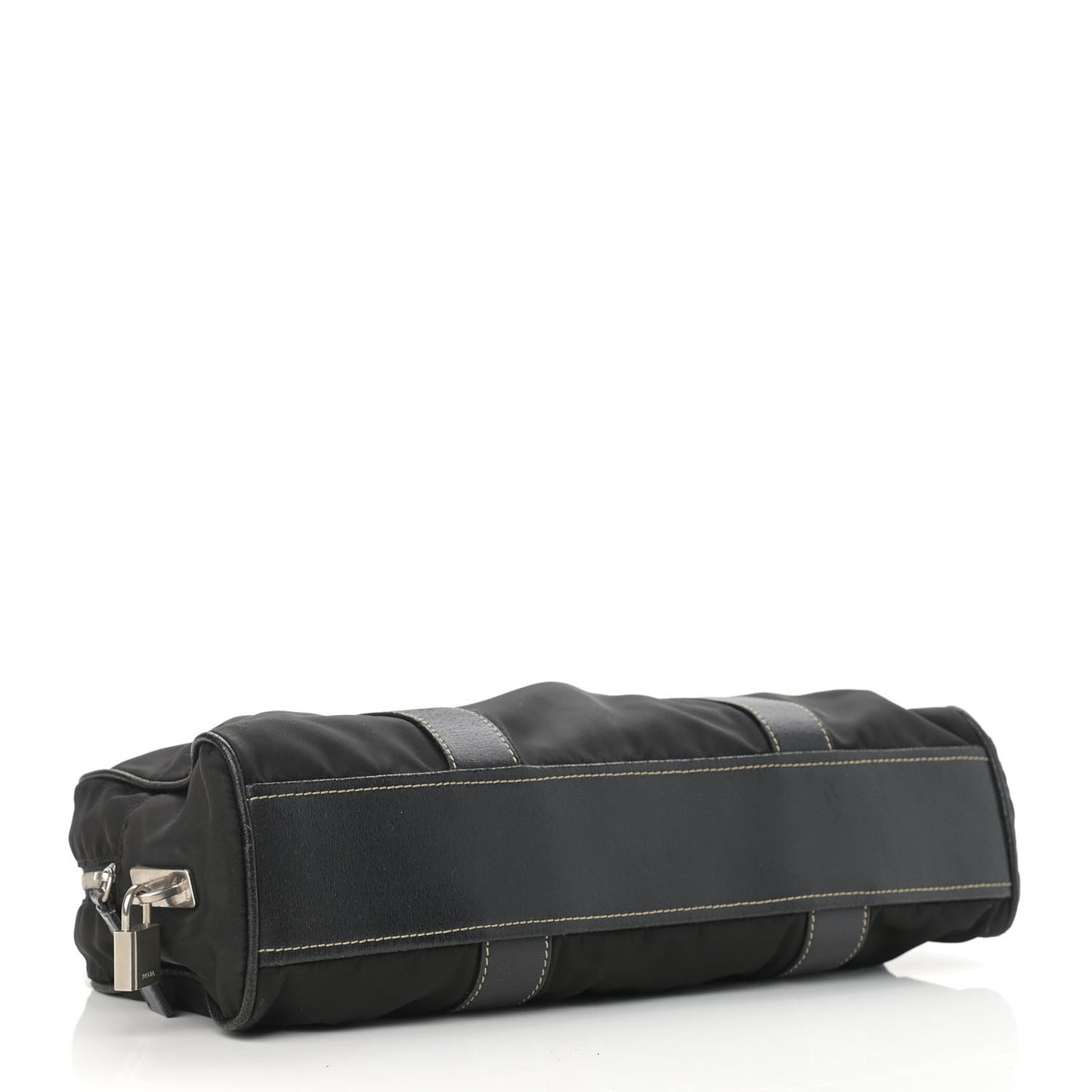 Tessuto Nylon Calfskin Shoulder Bag Black