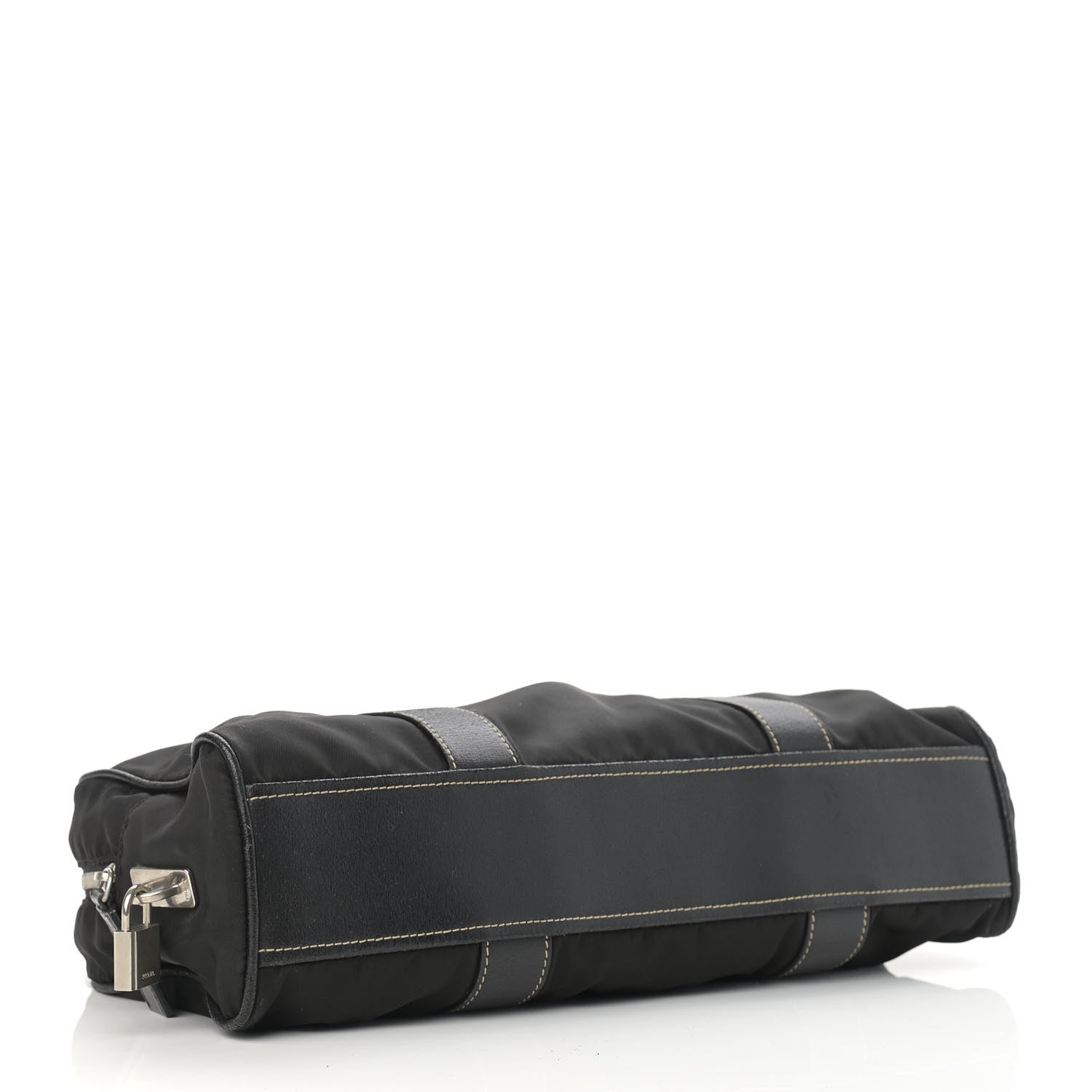 Prada Tessuto Nylon Calfskin Shoulder Bag Black 3 of 13