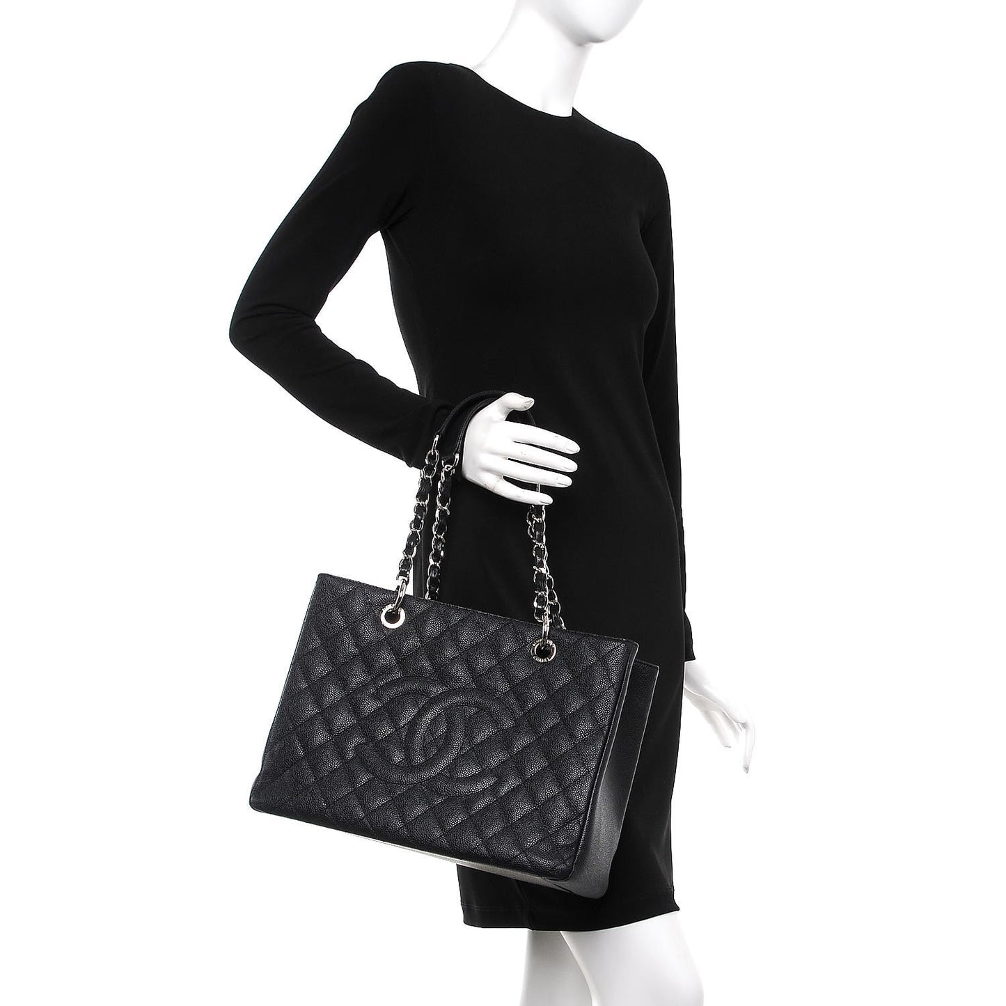 Caviar Quilted Grand Shopping Tote GST Black