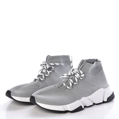 Balenciaga Knit Womens Speed Lace Up Sneakers 41 Gris 3 of 8