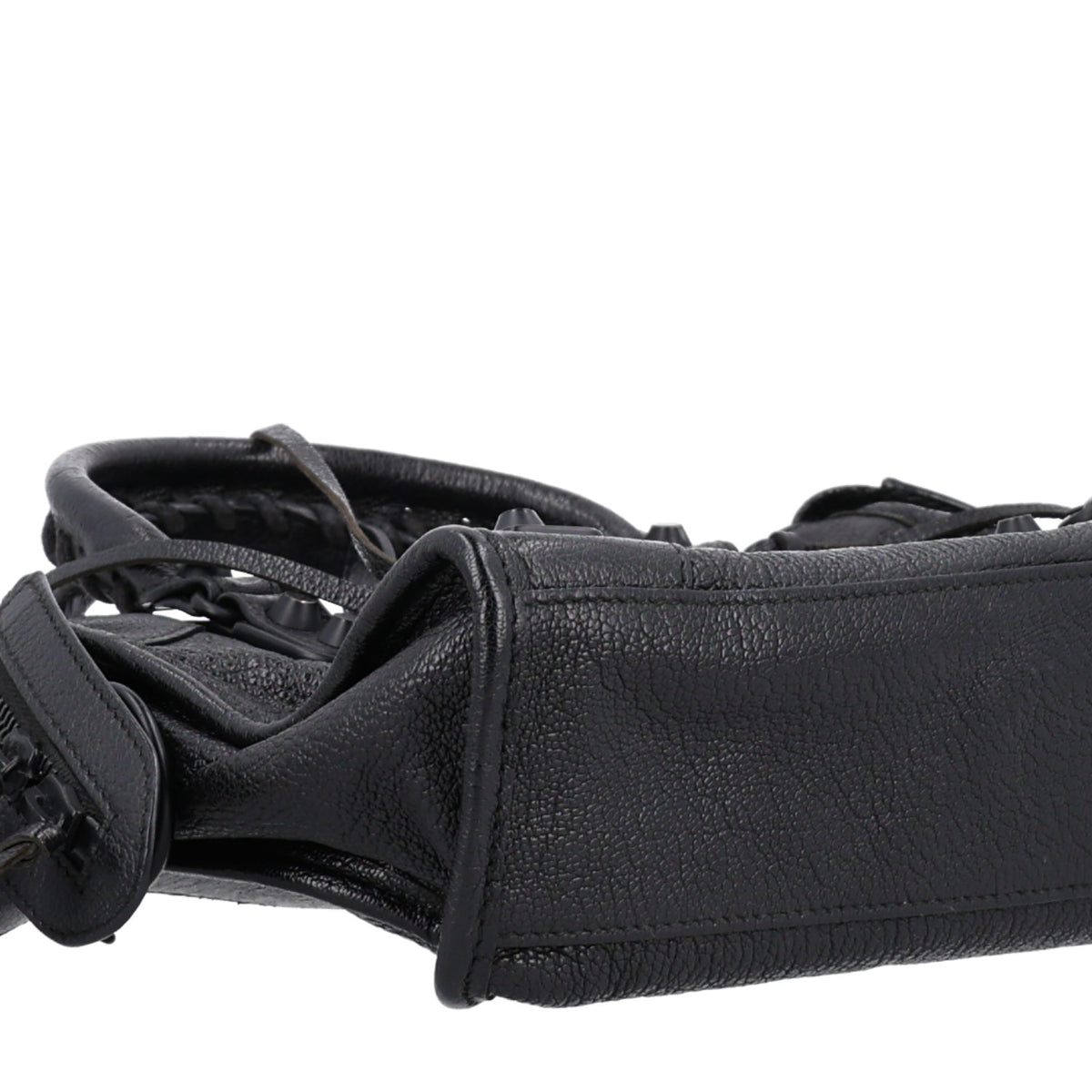 Shiny Goatskin Matte Black Metallic Edge Hardware Mini City Black