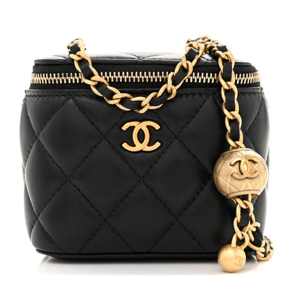 Chanel Lambskin Quilted Mini Pearl Crush Vanity Case With Chain Black 1 of 10