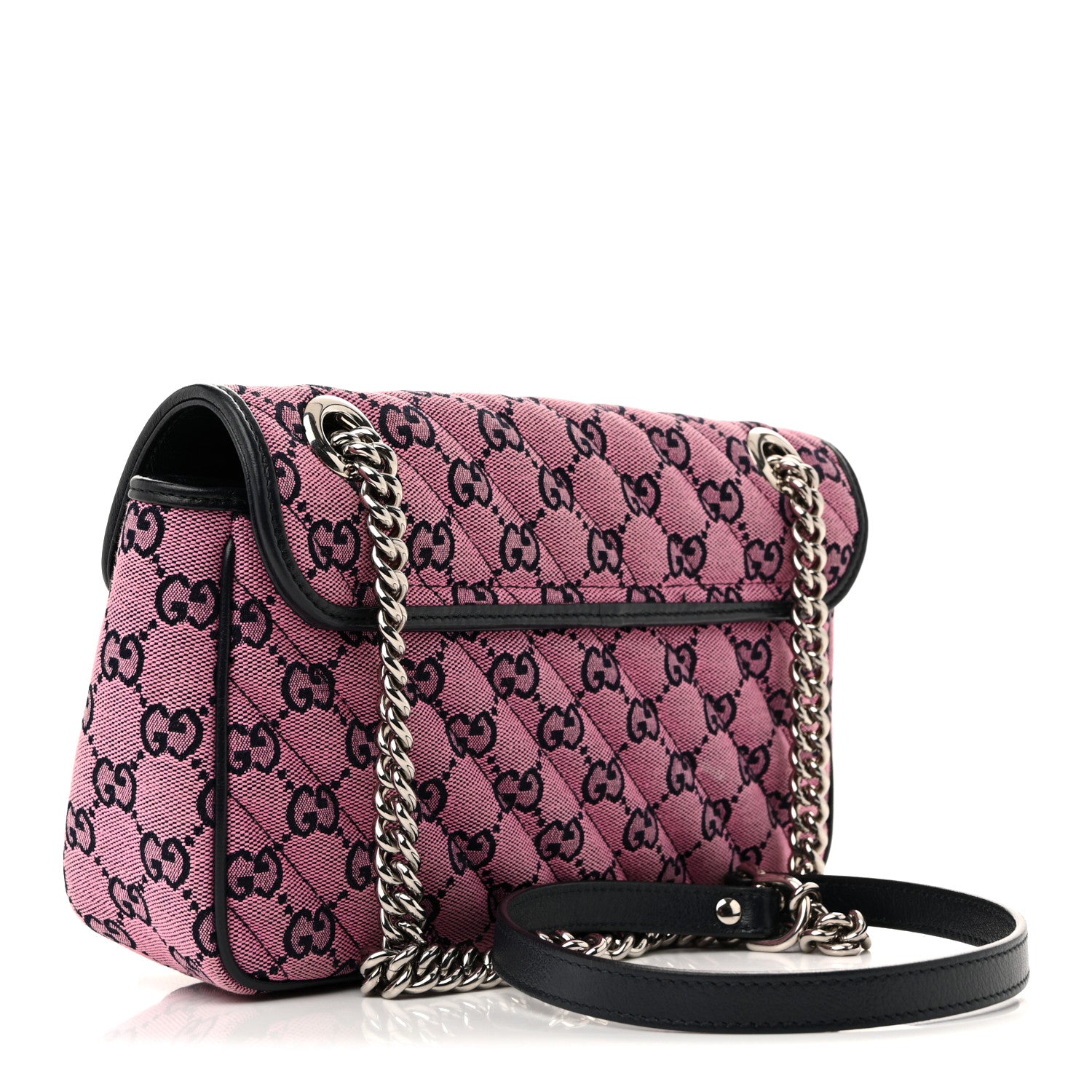 Gucci Monogram Multicolor Matelasse Diagonal Small GG Marmont Shoulder Bag Pink Blue 5 of 25
