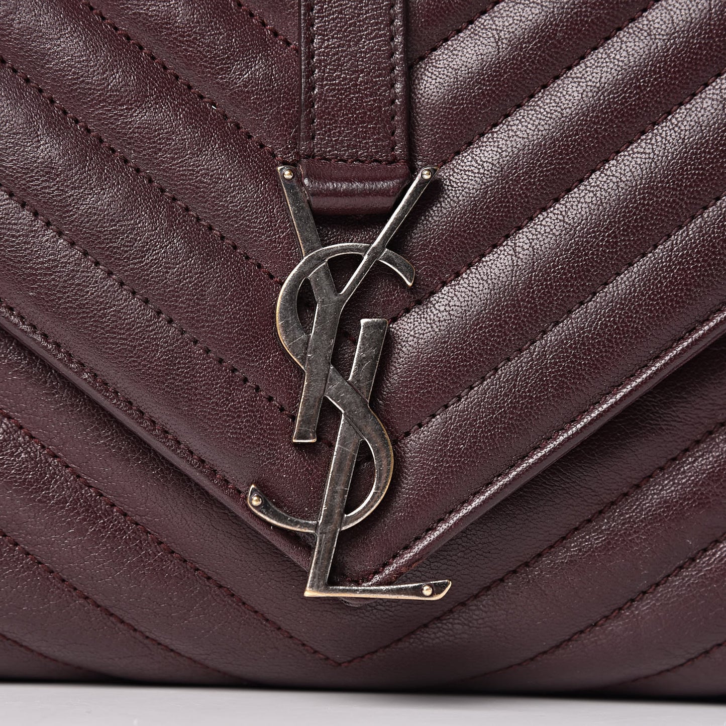 Sheepskin Matelasse Chevron Monogram Large College Satchel Amaranto