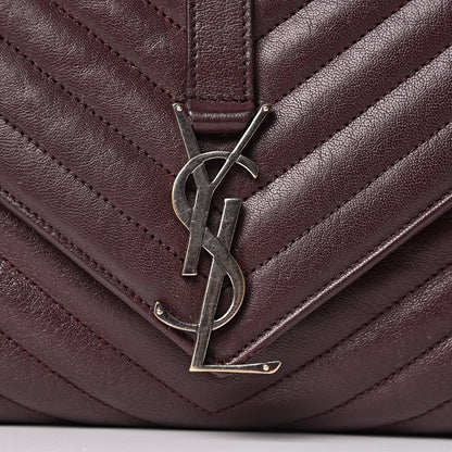 Saint Laurent Sheepskin Matelasse Chevron Monogram Large College Satchel Amaranto 21 of 21