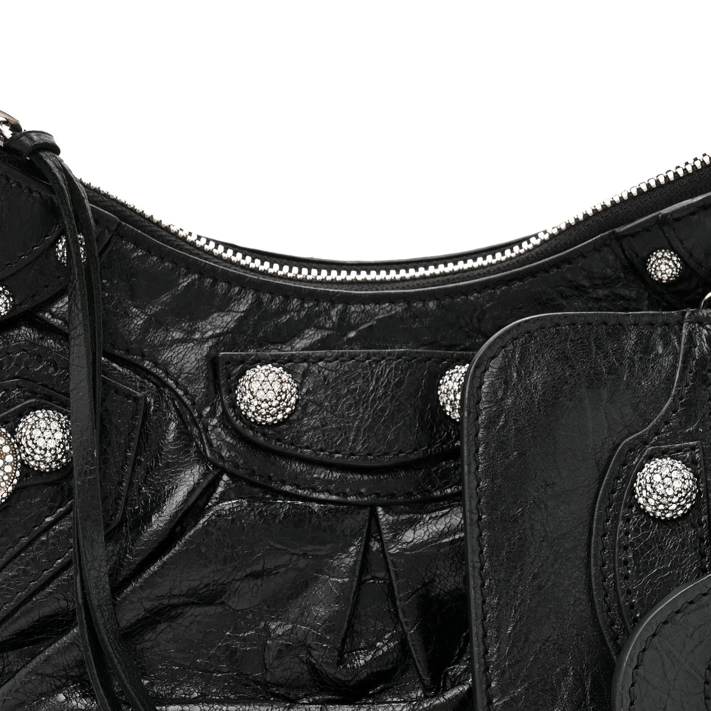 Agneau Arena Crystal Le Cagole Shoulder Bag XS Black