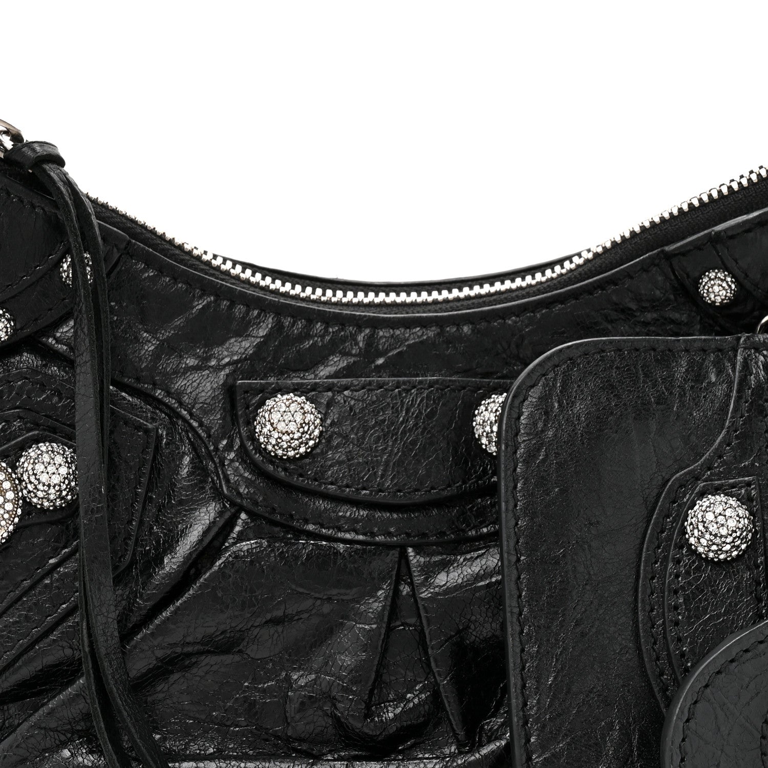 Balenciaga Agneau Arena Crystal Le Cagole Shoulder Bag XS Black 9 of 12