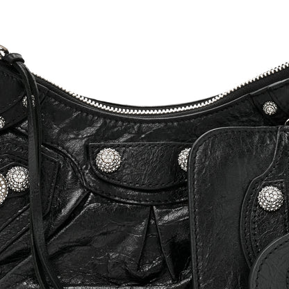 Balenciaga Agneau Arena Crystal Le Cagole Shoulder Bag XS Black 9 of 12