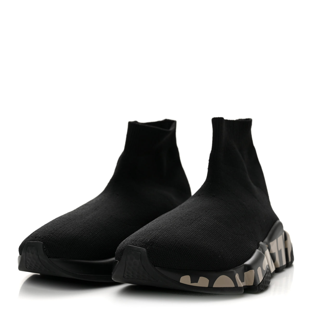 Neoprene Knit Womens Speed Graffiti Sneakers 37 Black Beige