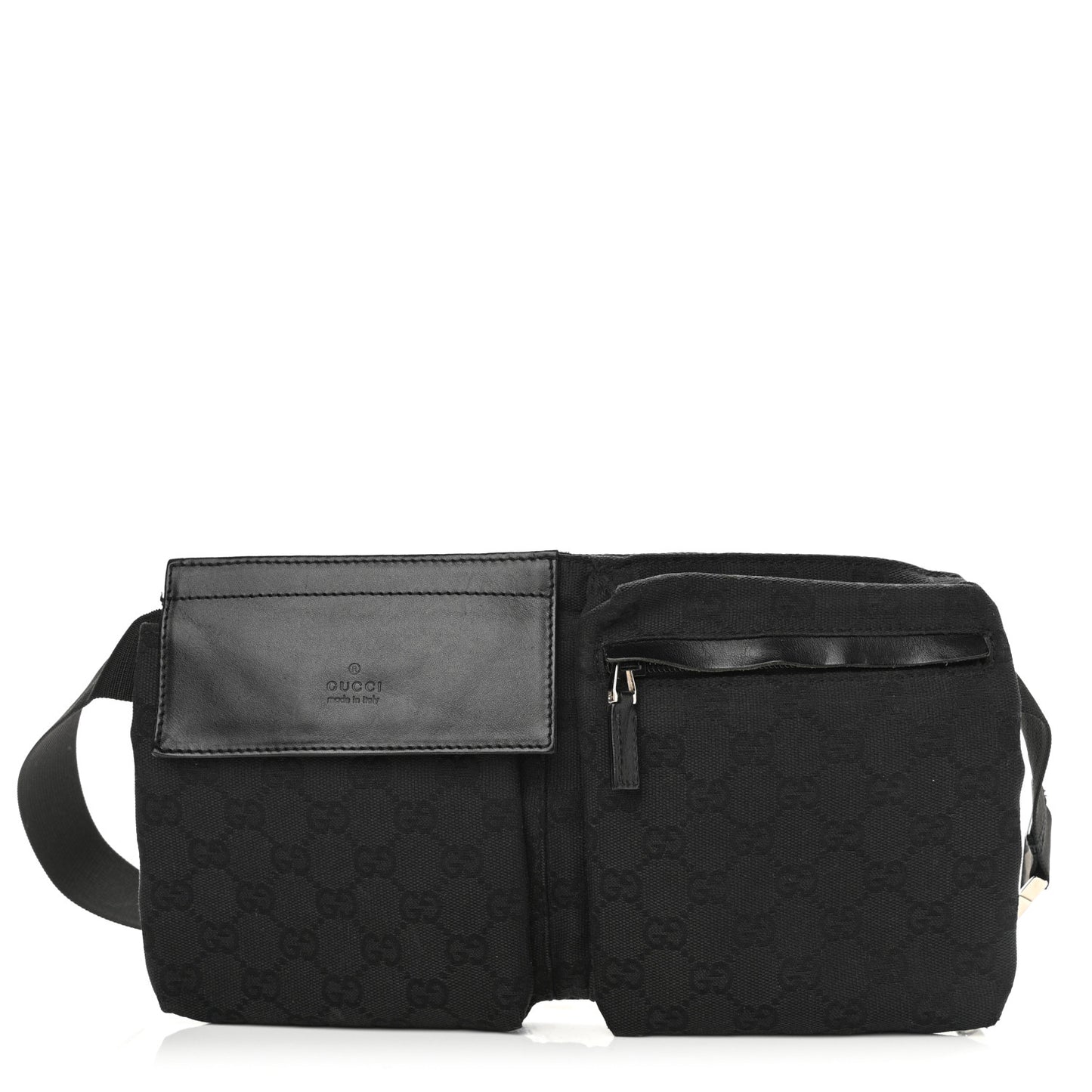 GG Monogram Double Pocket Belt Bag Black