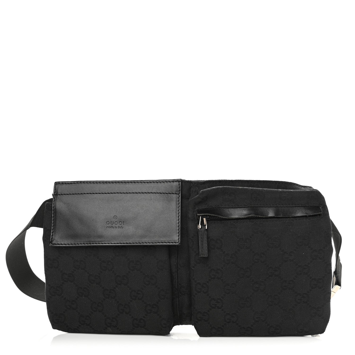 Gucci GG Monogram Double Pocket Belt Bag Black 1 of 13