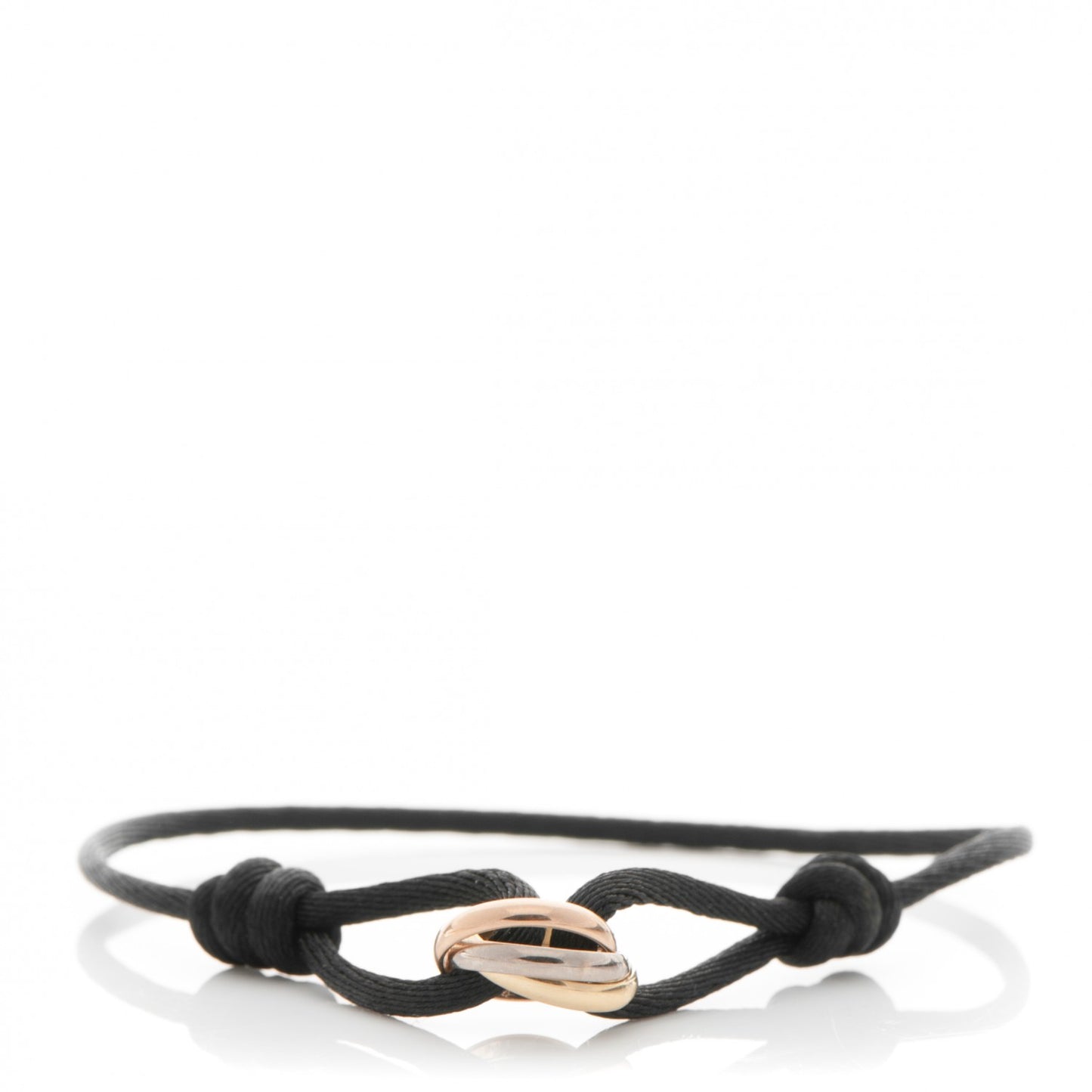 18K Pink Yellow White Gold Trinity Adjustable Cord Bracelet