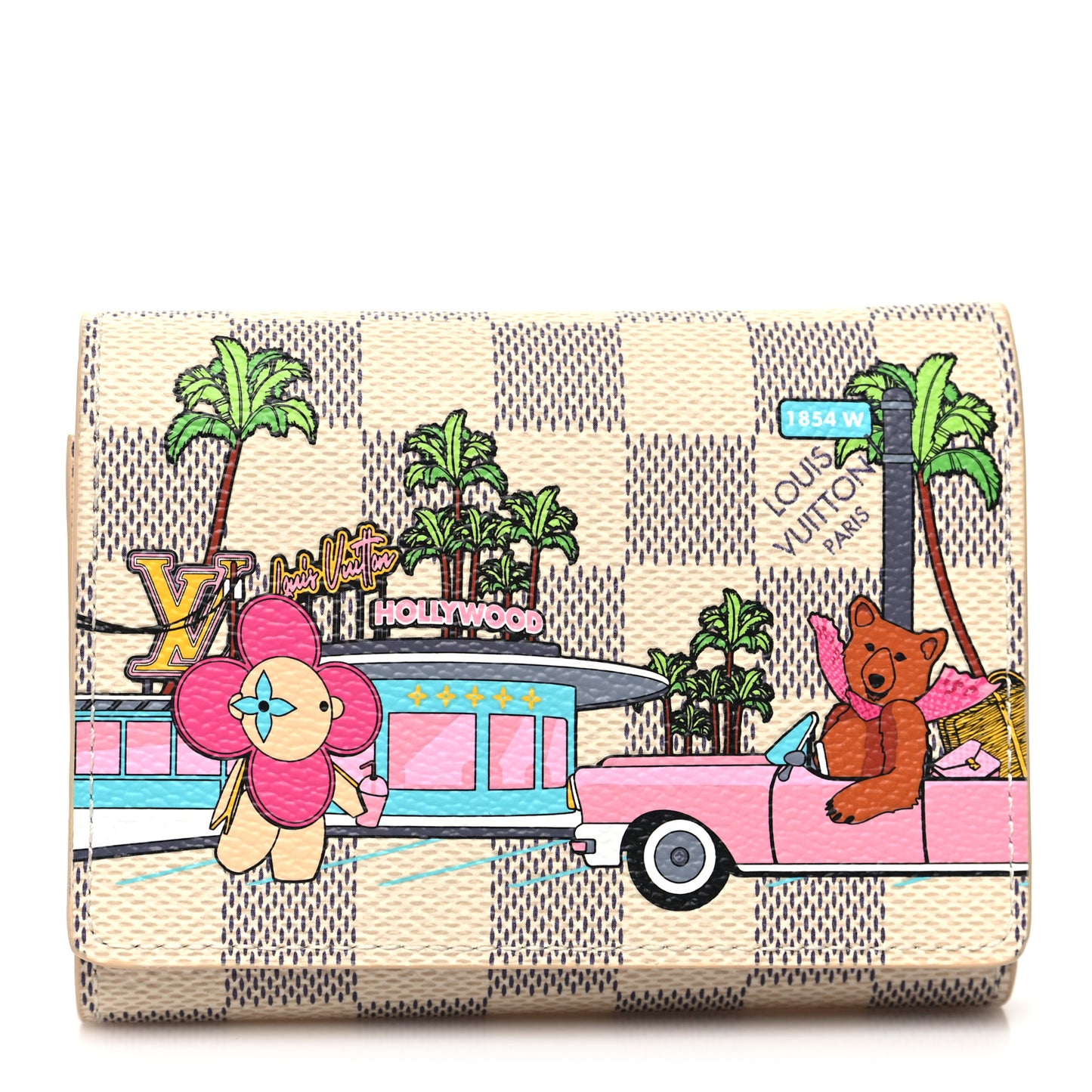 Damier Azur 2021 Christmas Animation Hollywood Victorine Wallet Fuchsia