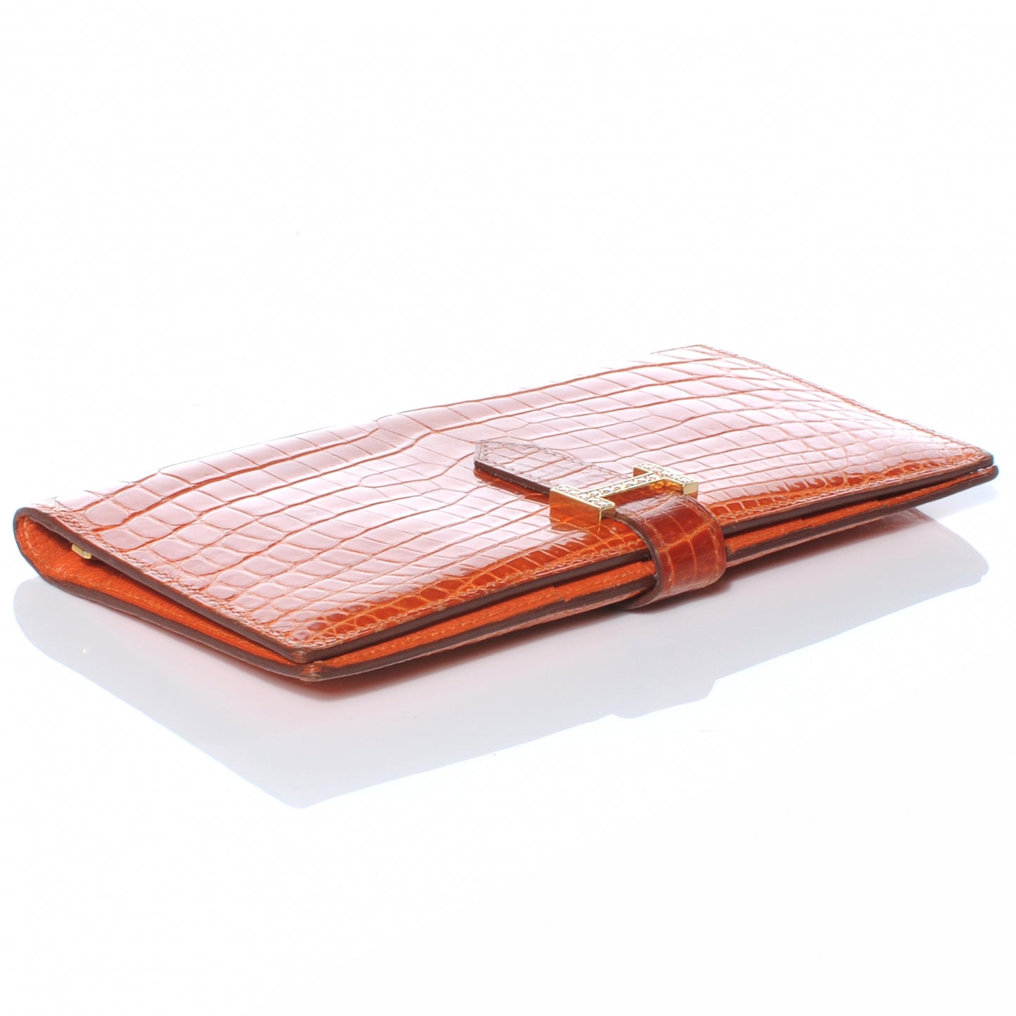 Niloticus Crocodile Diamond Bearn Wallet Orange