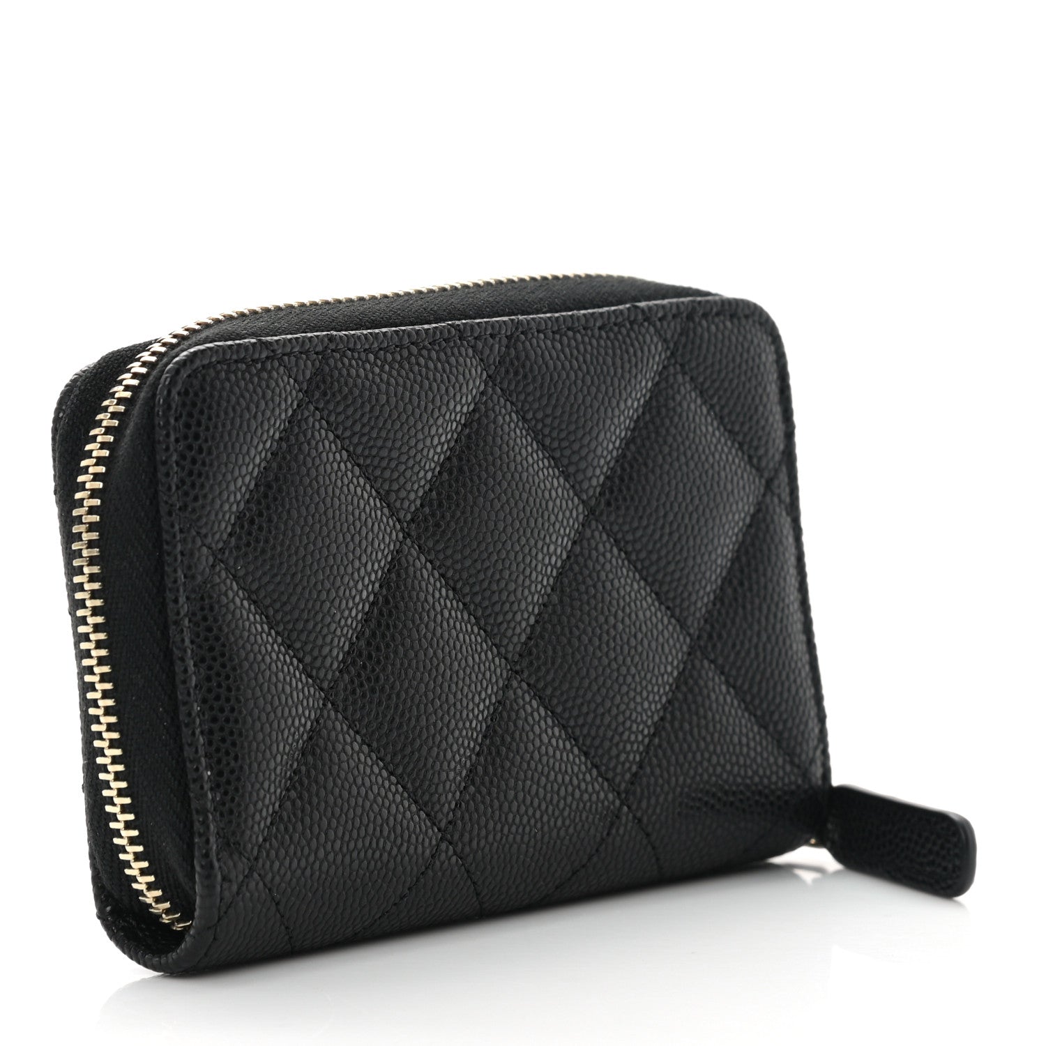 Chanel Caviar Quilted CC Zip Around Card Holder Wallet Black 3 of 8
