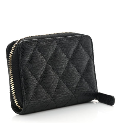 Chanel Caviar Quilted CC Zip Around Card Holder Wallet Black 3 of 8