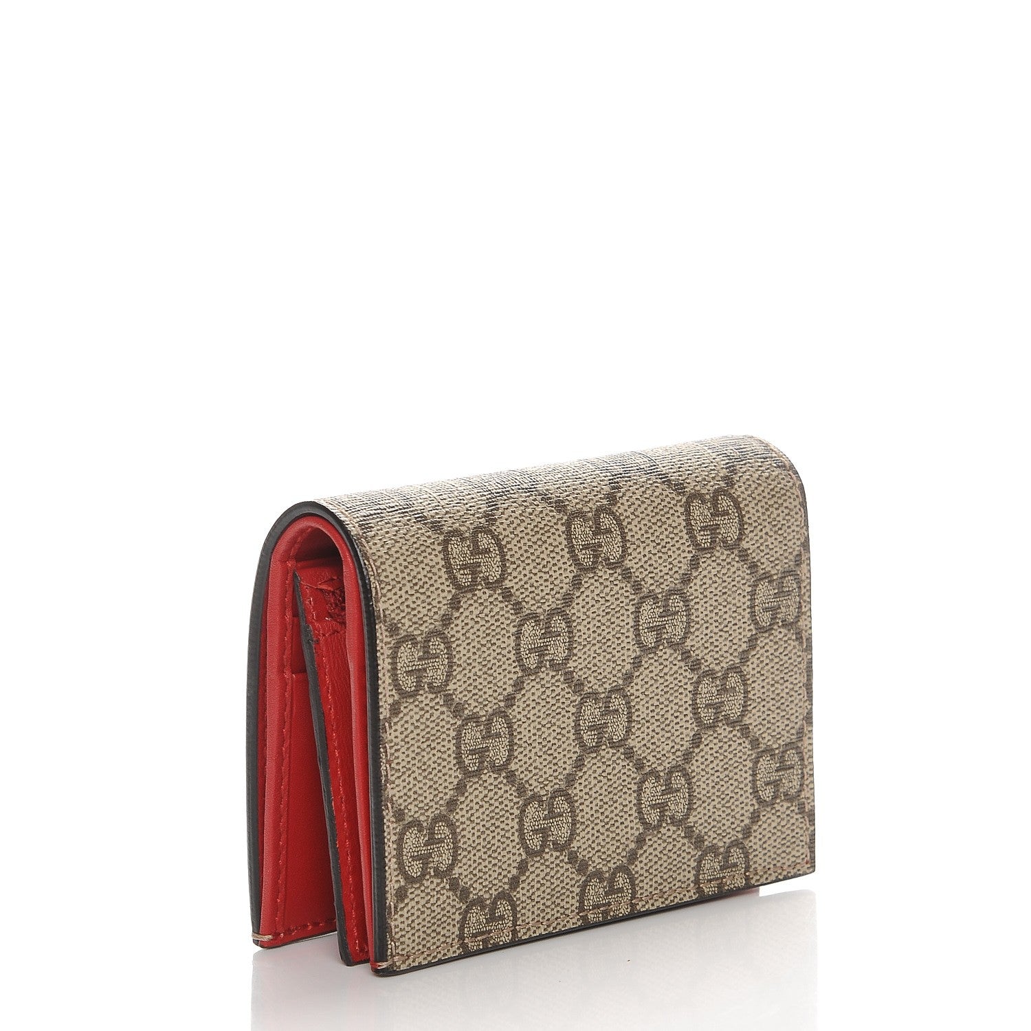 Gucci GG Supreme Monogram Cherry Embellished Card Case Wallet Hibiscus Red 3 of 8