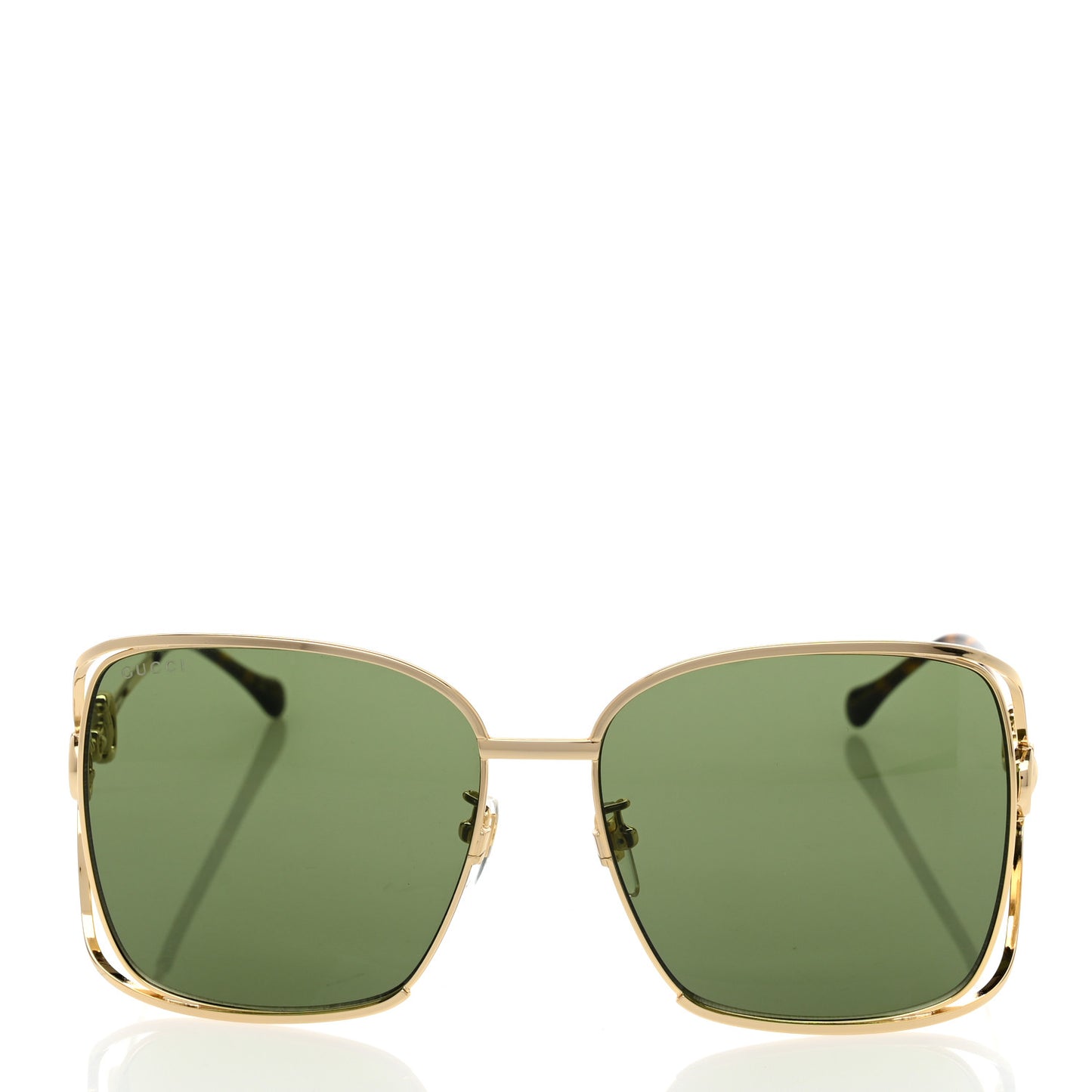 Horsebit Square Frame Sunglasses GG1020S Gold Green