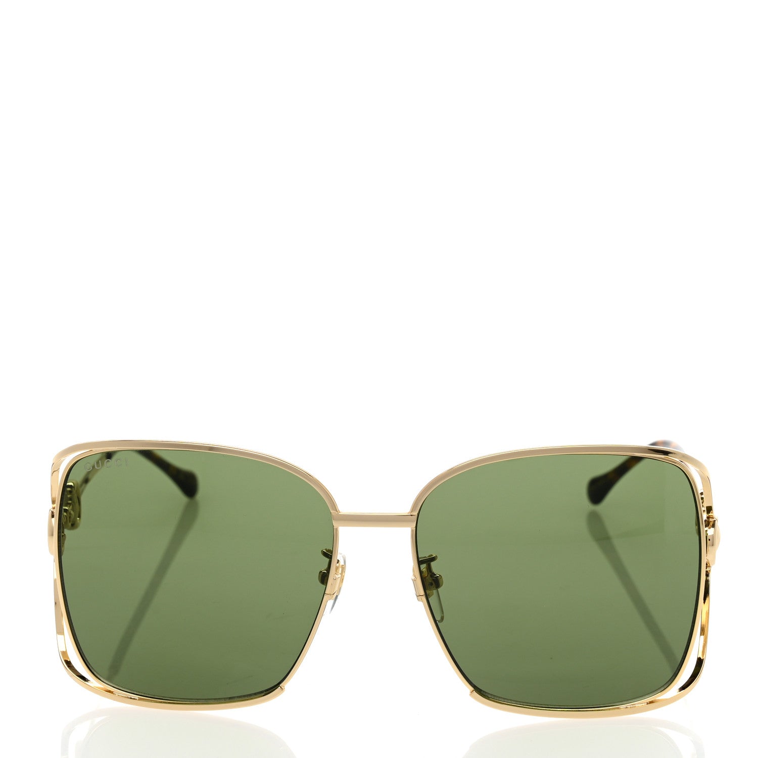 Gucci Horsebit Square Frame Sunglasses GG1020S Gold Green 2 of 8