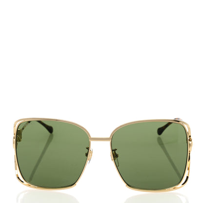 Gucci Horsebit Square Frame Sunglasses GG1020S Gold Green 2 of 8