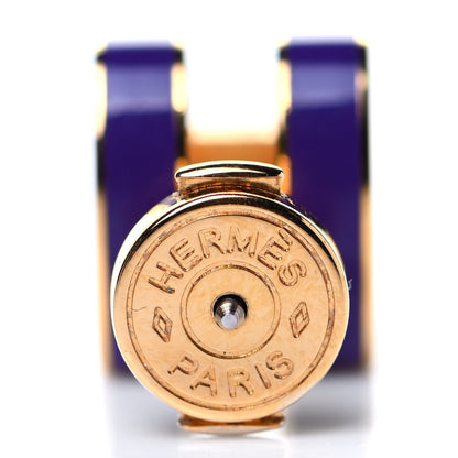Hermes Gold Lacquered Pop H Earrings Pourpre 4 of 4