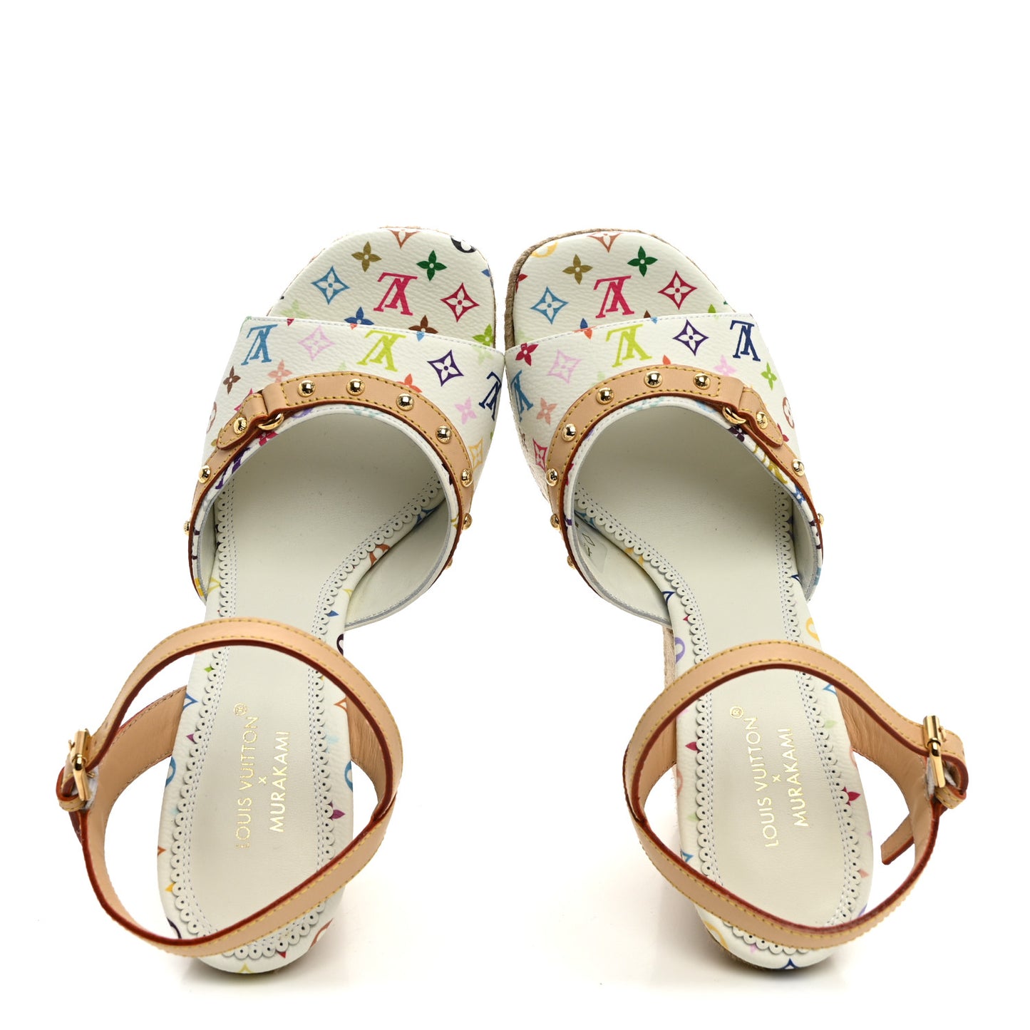LV X TM Monogram Multicolor Helios Wedge Sandals 37 White