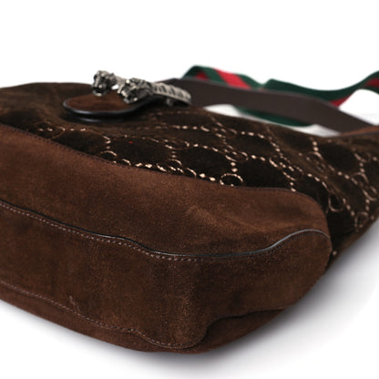 Gucci Velvet GG Monogram Web Medium Dionysus Hobo Brown 9 of 9