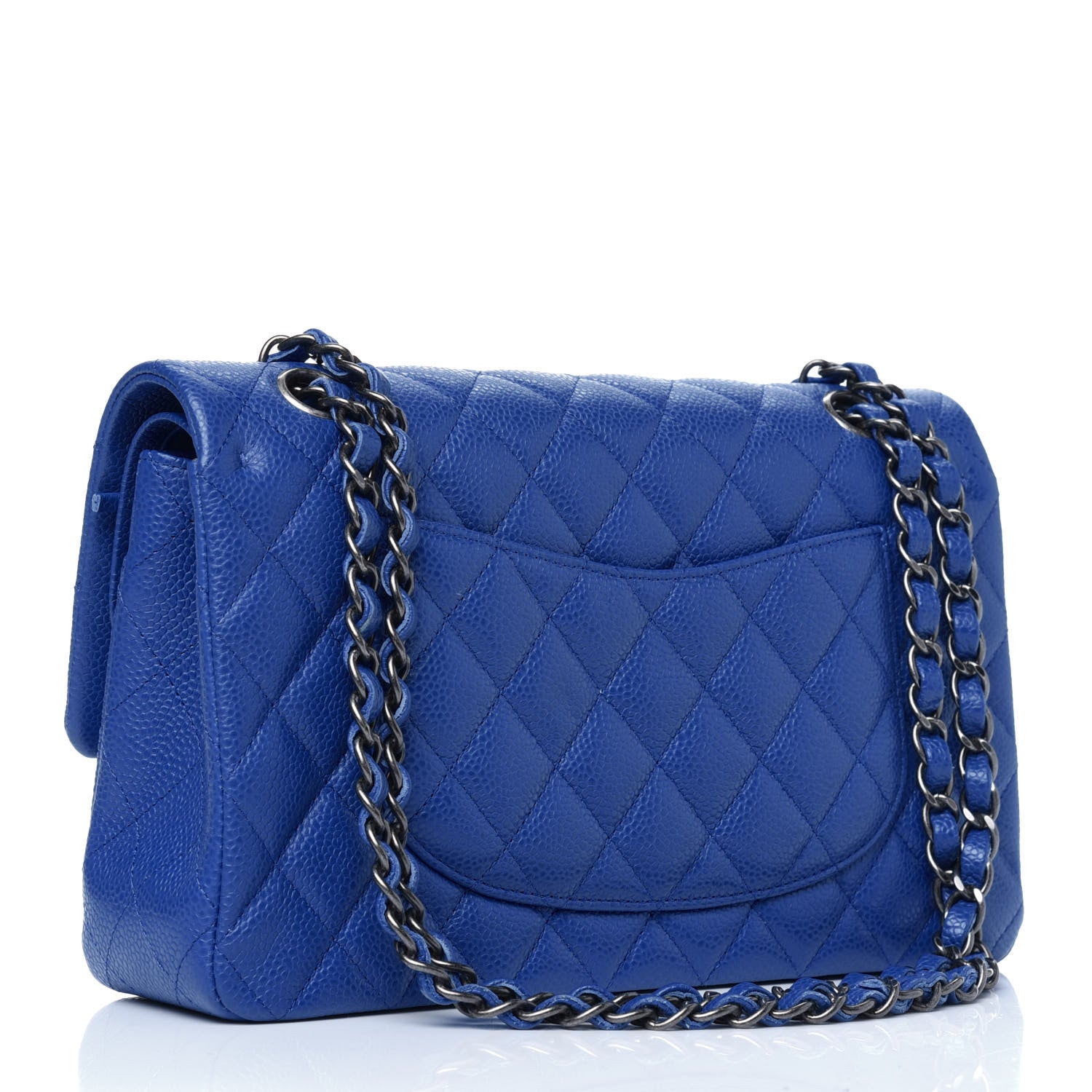 Chanel Caviar Quilted Medium Double Flap Blue 3 of 13