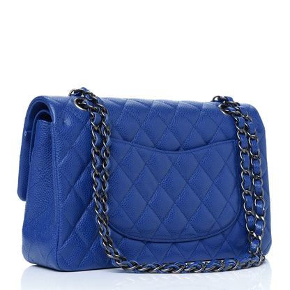 Chanel Caviar Quilted Medium Double Flap Blue 3 of 13