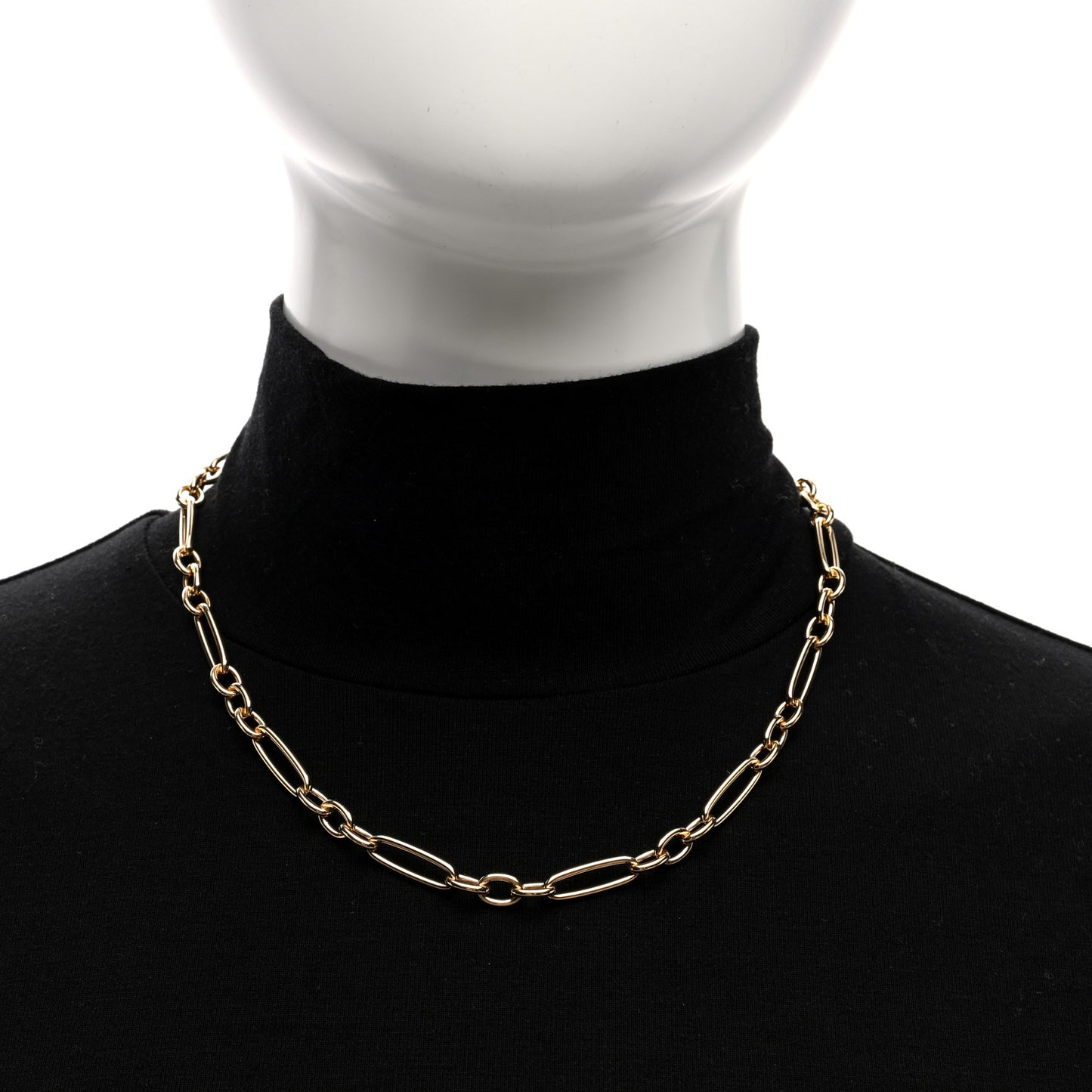 18K Yellow Gold Alternating Long and Short Oval Link Necklace