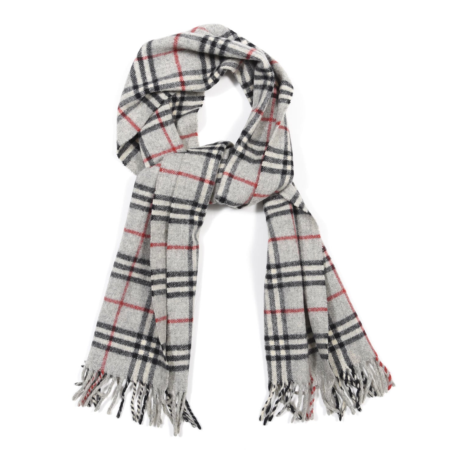 Burberry Lambswool House Check Fringe Scarf Grey 1 of 7