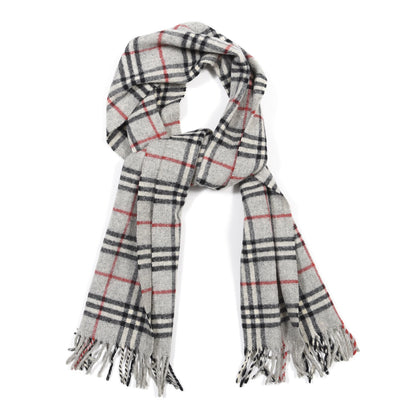 Burberry Lambswool House Check Fringe Scarf Grey 1 of 7