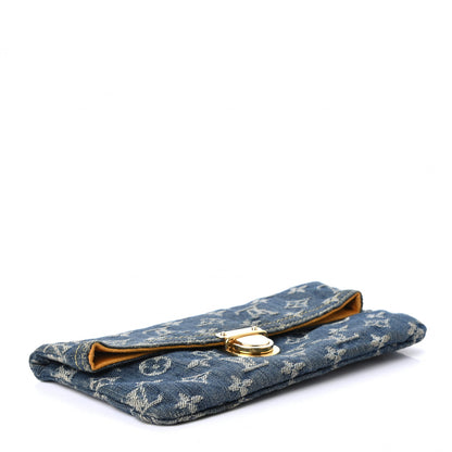 Louis Vuitton Monogram Denim Pochette Plat Clutch Blue 4 of 7