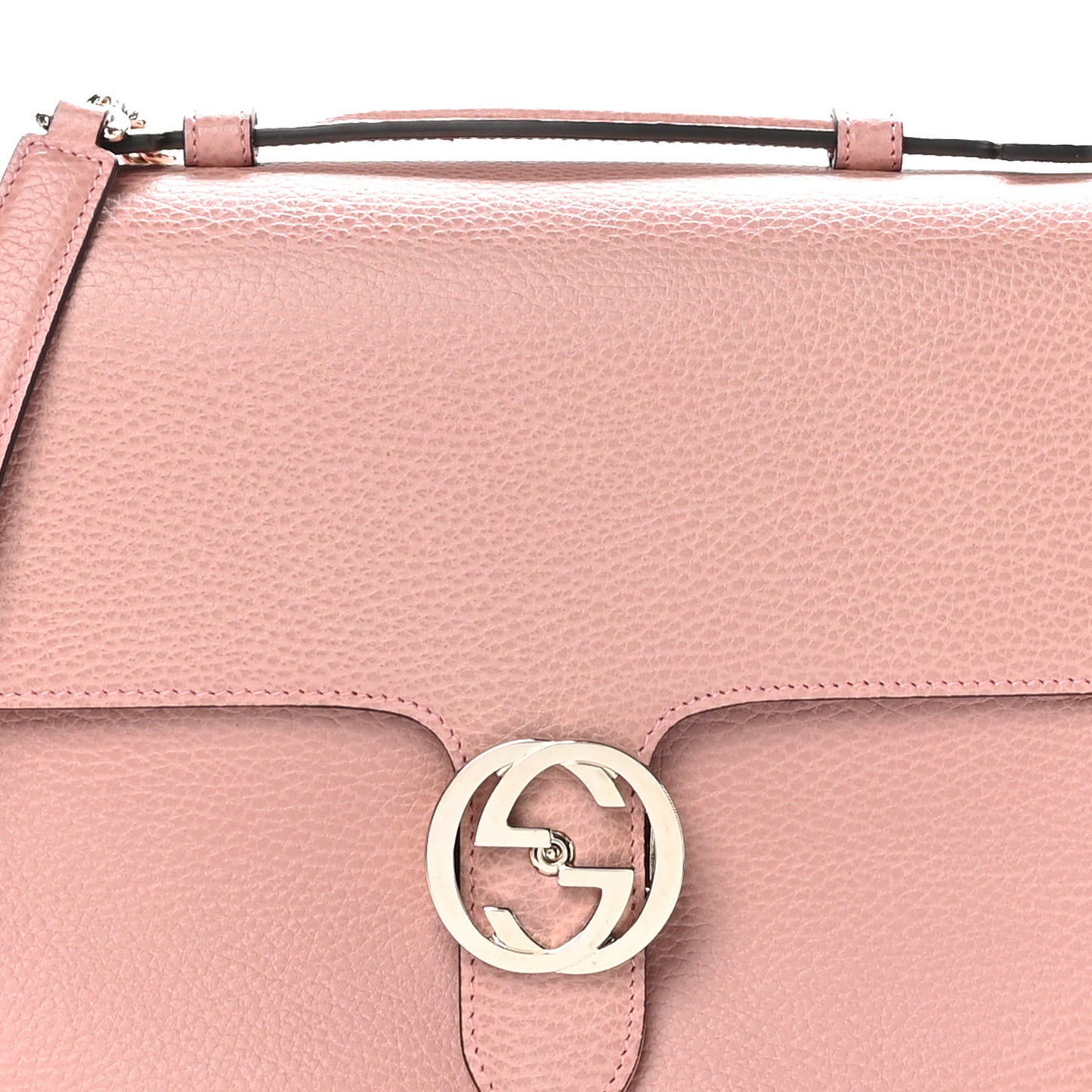 Dollar Calfskin Medium Interlocking G Top Handle Shoulder Bag Soft Pink