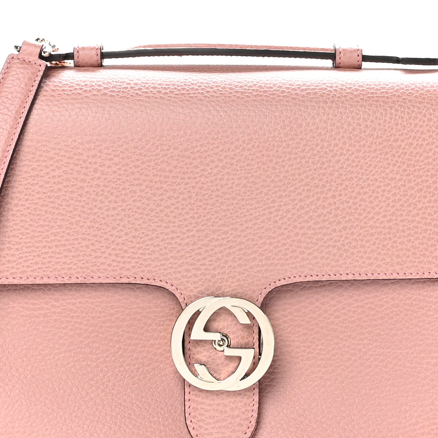 Gucci Dollar Calfskin Medium Interlocking G Top Handle Shoulder Bag Soft Pink 8 of 10