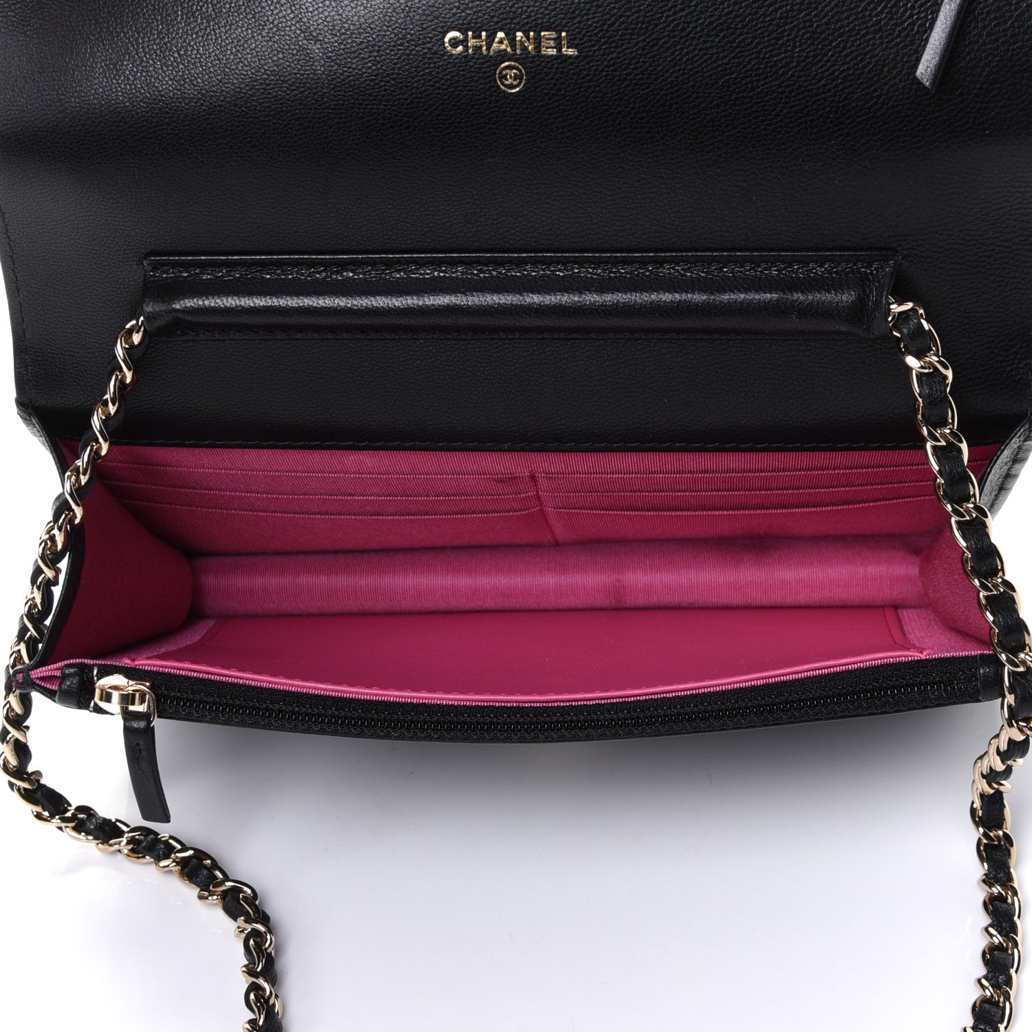 Chanel Goatskin Quilted Timeless CC Wallet On Chain WOC Black 4 of 4