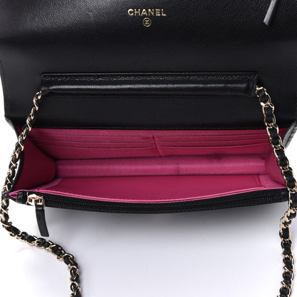 Chanel Goatskin Quilted Timeless CC Wallet On Chain WOC Black 4 of 4