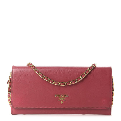 Prada Saffiano Metal Oro Chain Wallet Peonia 1 of 10