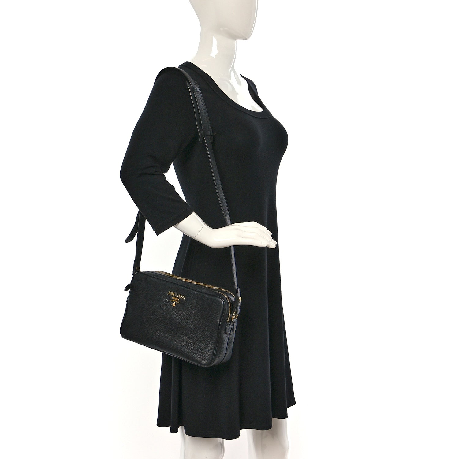 Prada Vitello Phenix Camera Bag Black 2 of 9