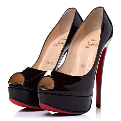 Christian Louboutin Patent Lady Peep 150 Pumps 35.5 Black 3 of 6