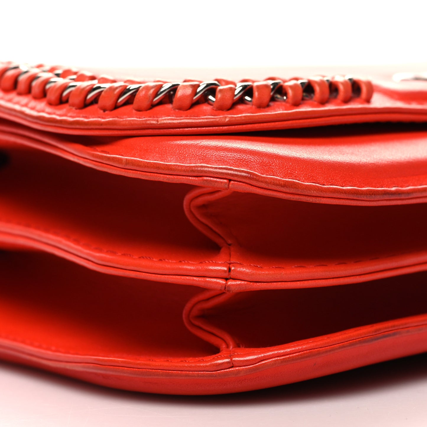 Calfskin Braided Small Chic Flap Red