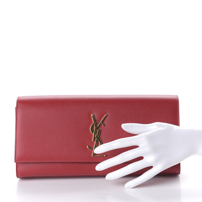 Saint Laurent Grain De Poudre Classic Monogram Cassandre Clutch New Red 2 of 9