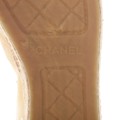 Chanel Suede Pearl CC Espadrilles 40 Beige Black 7 of 11