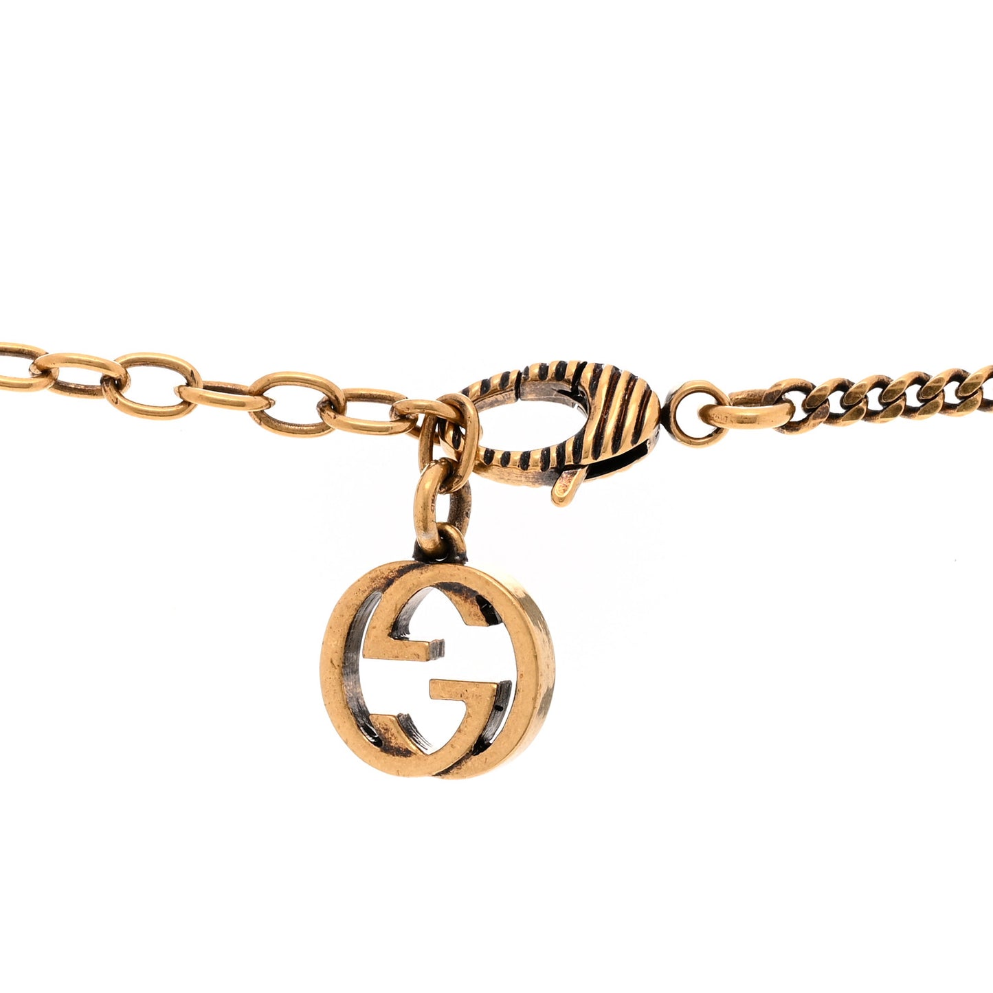 Metal Crystal Loved Short Necklace Aged Gold